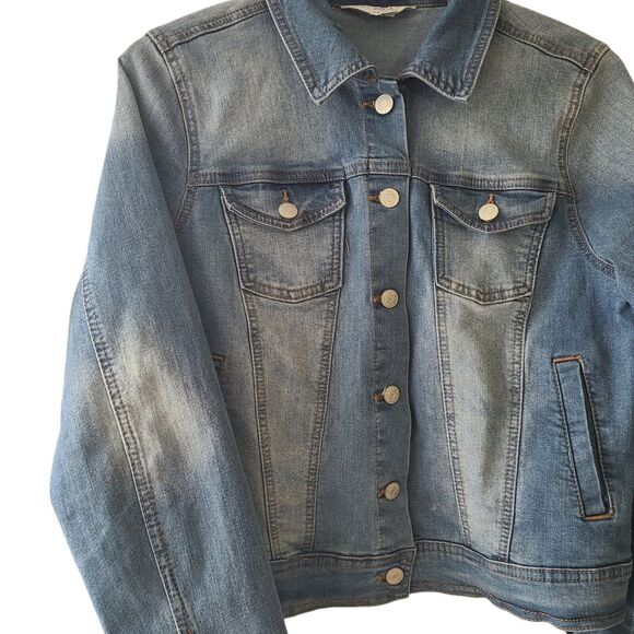 Ci Sono Denim Cropped Light Wash Denim Jean Jacket Size Medium - Picture 2 of 7